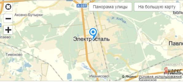 Электросталь на карте московской